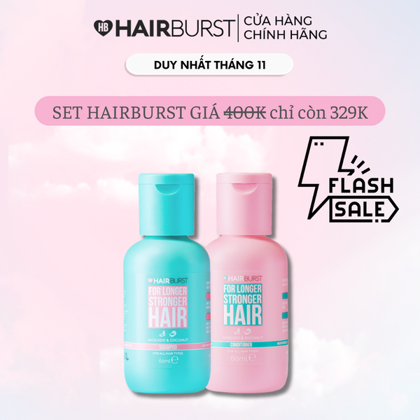 [DATE THÁNG 12/2024] Set Dầu Gội Và Dầu Xả Hairburst Mini Size 60ml