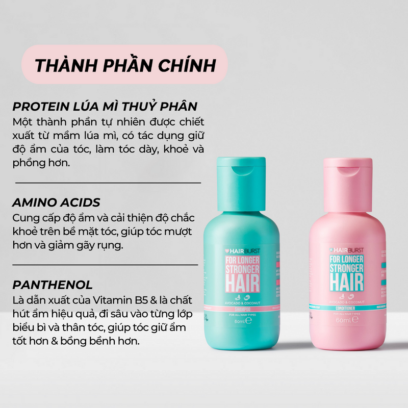 [DATE THÁNG 12/2024] Set Dầu Gội Và Dầu Xả Hairburst Mini Size 60ml